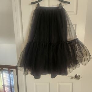 Chic Black Tulle A-Line Skirt